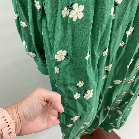 Buru Green Floral Bow Housecoat Dress Extra Small XS - Picture 12 of 13